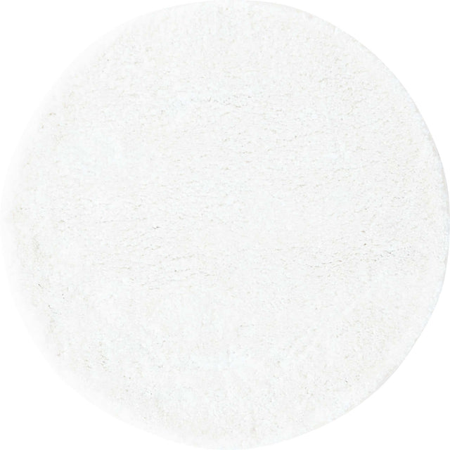 Snow White 8' x 8' Solo Round Area Rug Thick Soft Touch Fluffy & Plush Shaggy Pile Durable Minimalist Carpet for Classic Interior Design for Sale at Rug Engine