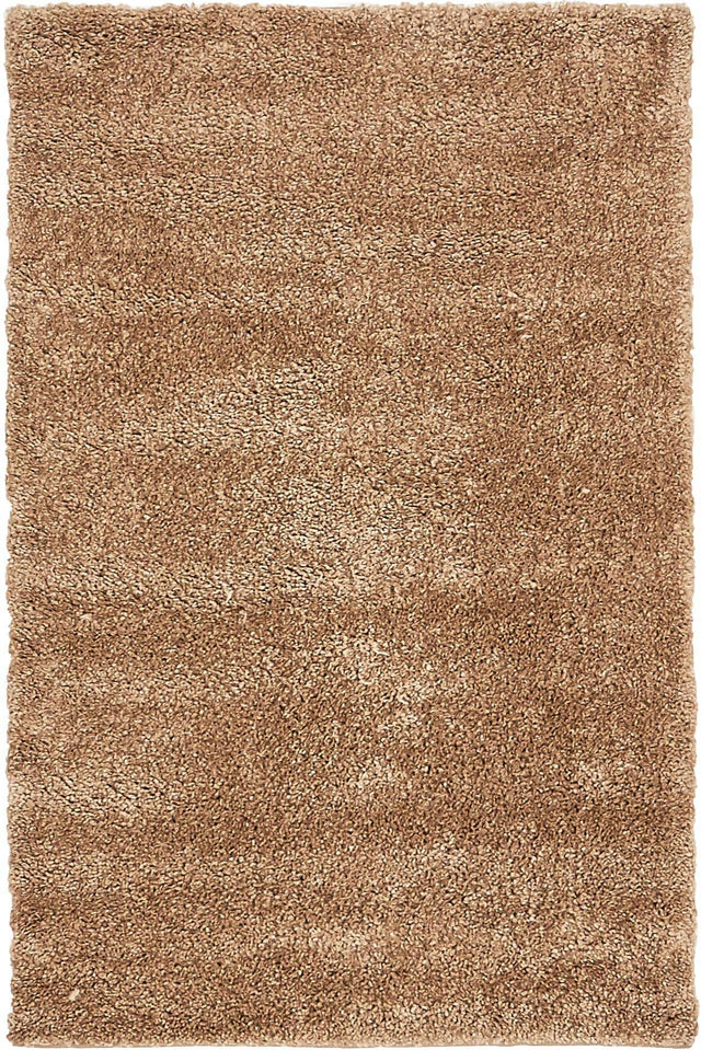 Light Brown 3' 3 x 5' 3 Solo Rectangle Area Rug Thick Soft Touch Fluffy & Plush Shaggy Pile