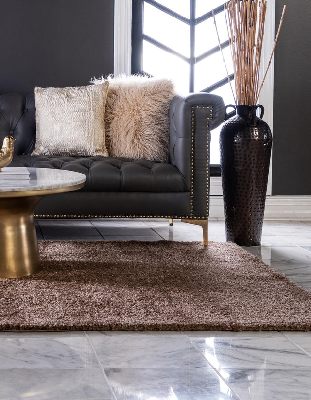 Light Brown 2' 2 x 3' 1 Solo Rectangle Area Rug Thick Soft Touch Fluffy & Plush Shaggy Pile