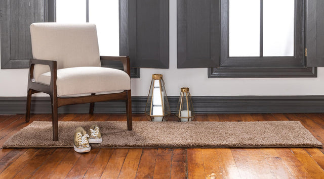 Light Brown 2' 2 x 6' 7 Solo Runner Area Rug Thick Soft Touch Fluffy & Plush Shaggy Pile Durable Minimalist Carpet for Classic Interior Design for Sale at Rug Engine