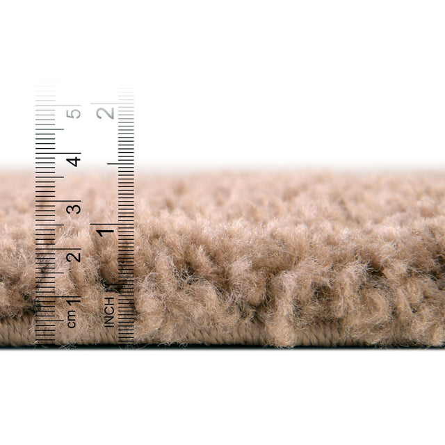 Light Brown 7' 10 x 7' 10 Solo Round Area Rug Thick Soft Touch Fluffy & Plush Shaggy Pile