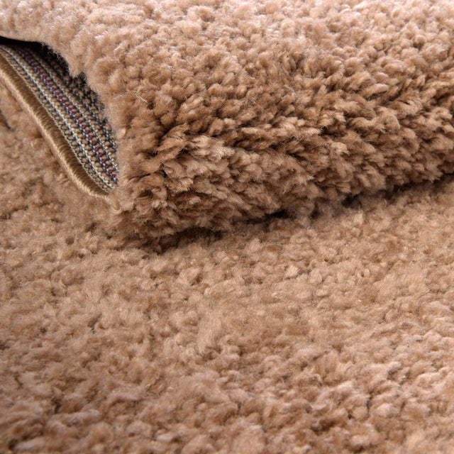 Light Brown 6' 1 x 6' 1 Solo Round Area Rug Thick Soft Touch Fluffy & Plush Shaggy Pile