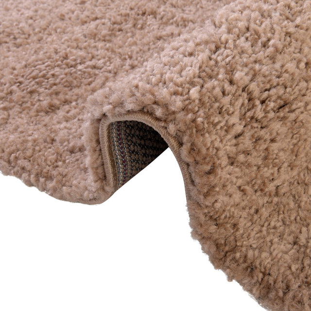 Light Brown 6' 1 x 6' 1 Solo Round Area Rug Thick Soft Touch Fluffy & Plush Shaggy Pile