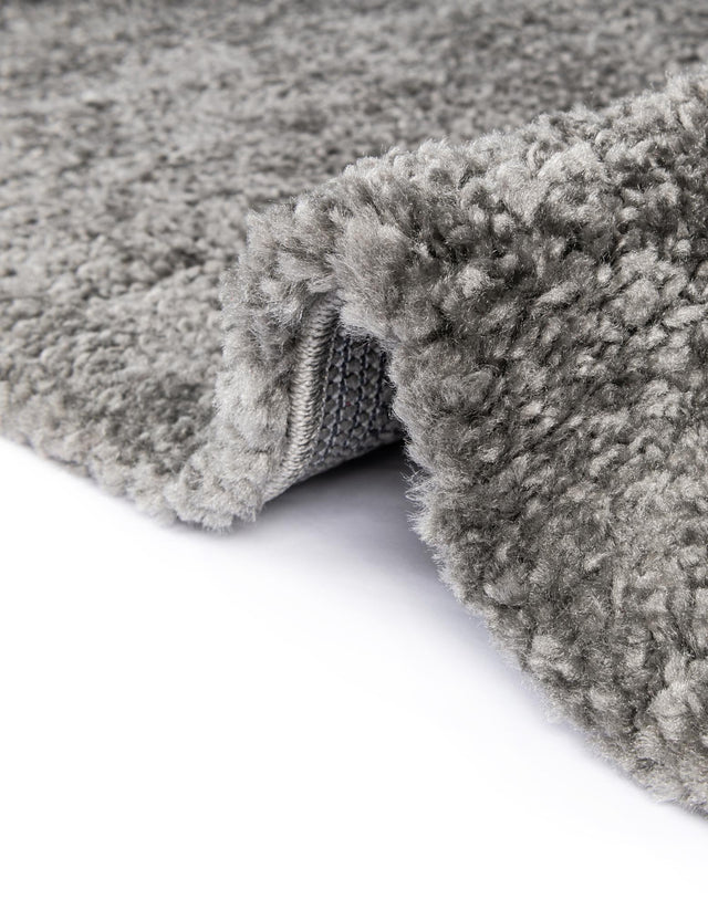 Gray 5' 3 x 5' 3 Solo Round Area Rug Thick Soft Touch Fluffy & Plush Shaggy Pile Durable Minimalist Carpet for Classic Interior Design for Sale at Rug Engine