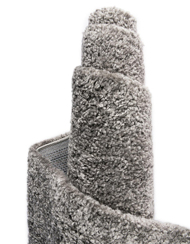 Gray 5' 3 x 5' 3 Solo Round Area Rug Thick Soft Touch Fluffy & Plush Shaggy Pile Durable Minimalist Carpet for Classic Interior Design for Sale at Rug Engine