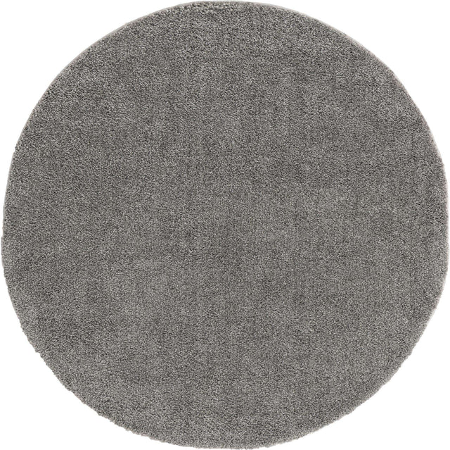 Gray 6' 1 x 6' 1 Solo Round Area Rug Thick Soft Touch Fluffy & Plush Shaggy Pile Durable Minimalist Carpet for Classic Interior Design for Sale at Rug Engine