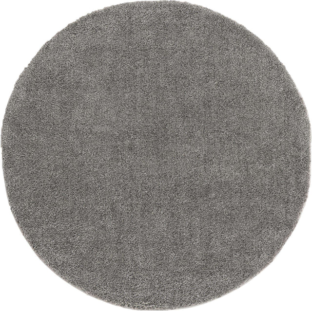 Gray 8' x 8' Solo Round Area Rug Thick Soft Touch Fluffy & Plush Shaggy Pile Durable Minimalist Carpet for Classic Interior Design for Sale at Rug Engine