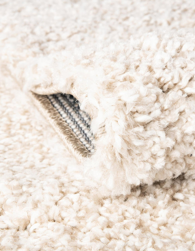Ivory 8' x 8' Solo Round Area Rug Thick Soft Touch Fluffy & Plush Shaggy Pile