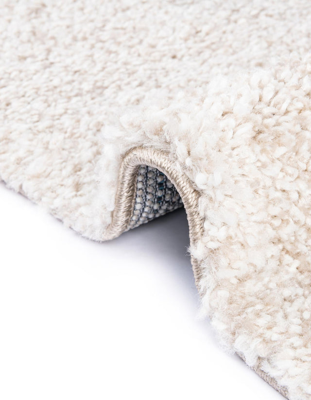 Ivory 3' 3 x 3' 3 Solo Round Area Rug Thick Soft Touch Fluffy & Plush Shaggy Pile