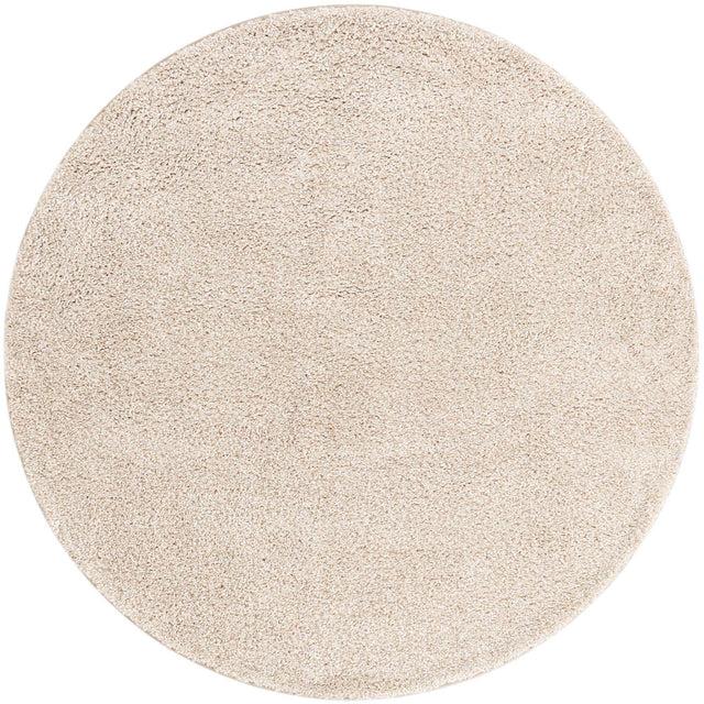 Ivory 6' 1 x 6' 1 Solo Round Area Rug Thick Soft Touch Fluffy & Plush Shaggy Pile