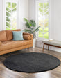 Charcoal 6' 1 x 6' 1 Solo Round Area Rug Thick Soft Touch Fluffy & Plush Shaggy Pile