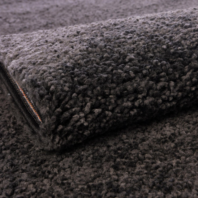 Charcoal 6' 1 x 6' 1 Solo Round Area Rug Thick Soft Touch Fluffy & Plush Shaggy Pile Durable Minimalist Carpet for Classic Interior Design for Sale at Rug Engine