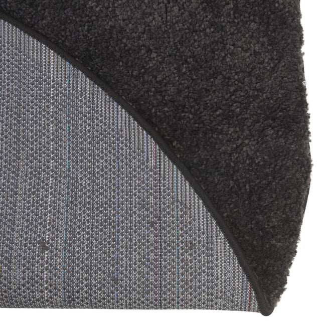 Charcoal 6' 1 x 6' 1 Solo Round Area Rug Thick Soft Touch Fluffy & Plush Shaggy Pile Durable Minimalist Carpet for Classic Interior Design for Sale at Rug Engine