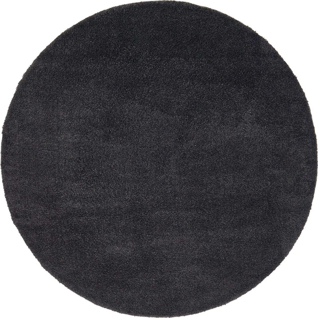 Charcoal 6' 1 x 6' 1 Solo Round Area Rug Thick Soft Touch Fluffy & Plush Shaggy Pile Durable Minimalist Carpet for Classic Interior Design for Sale at Rug Engine