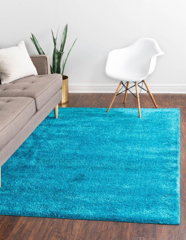 Turquoise 5' 3 x 7' 7 Solo Rectangle Area Rug Thick Soft Touch Fluffy & Plush Shaggy Pile