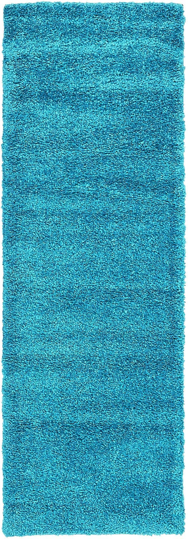 Turquoise 2' 2 x 6' 7 Solo Runner Area Rug Thick Soft Touch Fluffy & Plush Shaggy Pile Durable Minimalist Carpet for Classic Interior Design for Sale at Rug Engine