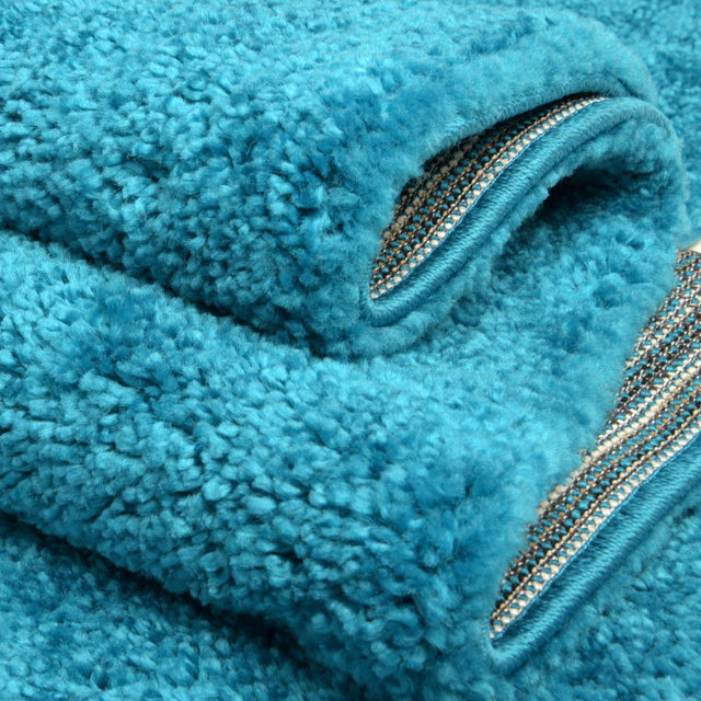 Turquoise 7' 10 x 7' 10 Solo Round Area Rug Thick Soft Touch Fluffy & Plush Shaggy Pile Durable Minimalist Carpet for Classic Interior Design for Sale at Rug Engine