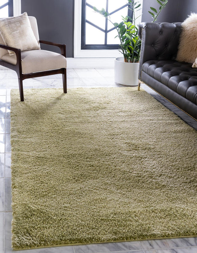 Light Green 8' x 10' Solo Rectangle Area Rug Thick Soft Touch Fluffy & Plush Shaggy Pile