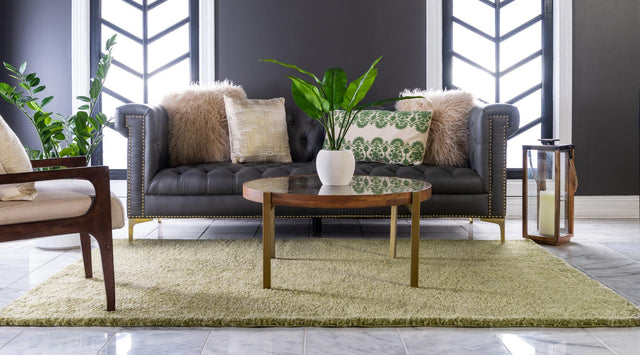 Light Green 8' x 10' Solo Rectangle Area Rug Thick Soft Touch Fluffy & Plush Shaggy Pile