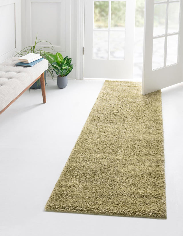 Light Green 2' 2 x 6' 9 Solo Runner Area Rug Thick Soft Touch Fluffy & Plush Shaggy Pile Durable Minimalist Carpet for Classic Interior Design for Sale at Rug Engine