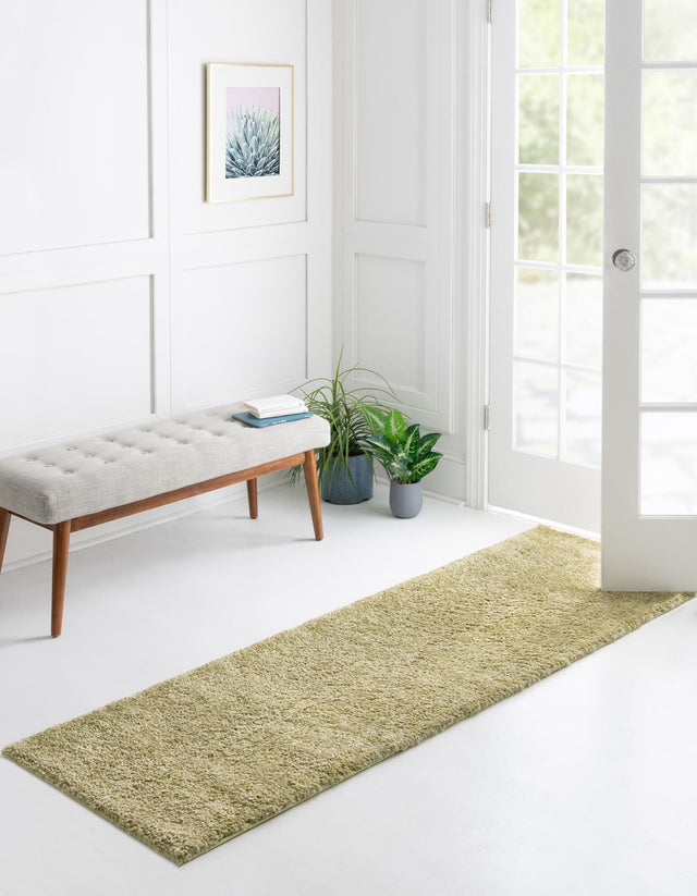 Light Green 2' 2 x 13' 1 Solo Runner Area Rug Thick Soft Touch Fluffy & Plush Shaggy Pile Durable Minimalist Carpet for Classic Interior Design for Sale at Rug Engine