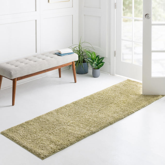 Light Green 2' 2 x 6' 9 Solo Runner Area Rug Thick Soft Touch Fluffy & Plush Shaggy Pile Durable Minimalist Carpet for Classic Interior Design for Sale at Rug Engine