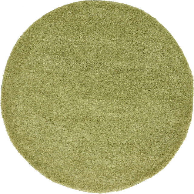 Light Green 6' 1 x 6' 1 Solo Round Area Rug Thick Soft Touch Fluffy & Plush Shaggy Pile
