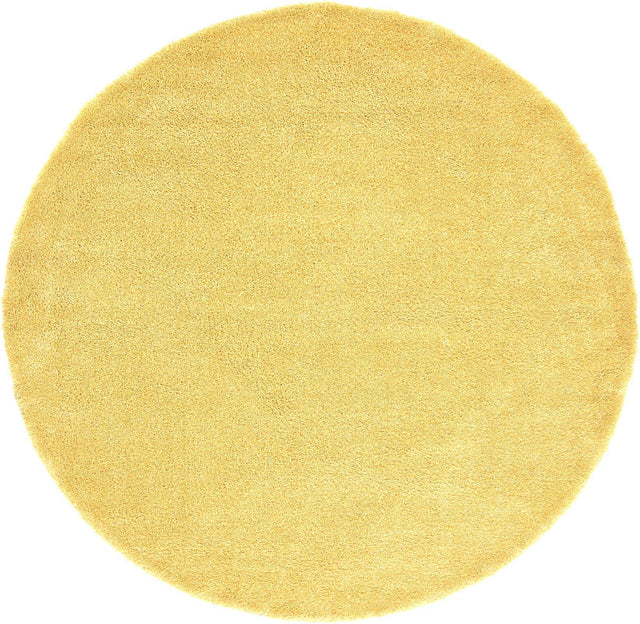 Yellow 6' 1 x 6' 1 Solo Round Area Rug Thick Soft Touch Fluffy & Plush Shaggy Pile