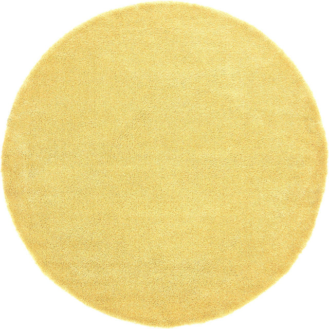 Yellow 8' x 8' Solo Round Area Rug Thick Soft Touch Fluffy & Plush Shaggy Pile Durable Minimalist Carpet for Classic Interior Design for Sale at Rug Engine