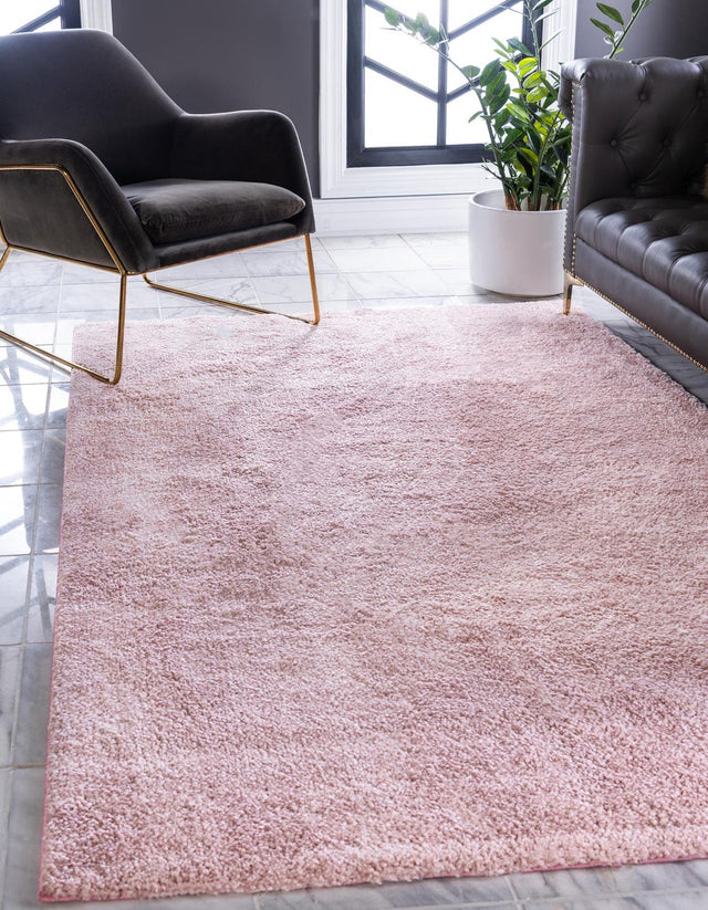 Pink 10' x 13' Solo Rectangle Area Rug Thick Soft Touch Fluffy & Plush Shaggy Pile Durable Minimalist Carpet for Classic Interior Design for Sale at Rug Engine