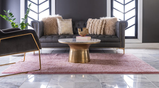 Pink 5' 3 x 7' 7 Solo Rectangle Area Rug Thick Soft Touch Fluffy & Plush Shaggy Pile Durable Minimalist Carpet for Classic Interior Design for Sale at Rug Engine