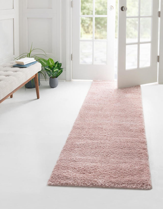 Pink 2' 2 x 6' 7 Solo Runner Area Rug Thick Soft Touch Fluffy & Plush Shaggy Pile Durable Minimalist Carpet for Classic Interior Design for Sale at Rug Engine