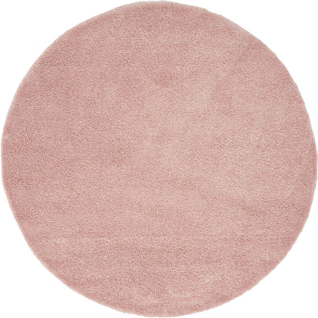 Pink 6' 1 x 6' 1 Solo Round Area Rug Thick Soft Touch Fluffy & Plush Shaggy Pile Durable Minimalist Carpet for Classic Interior Design for Sale at Rug Engine