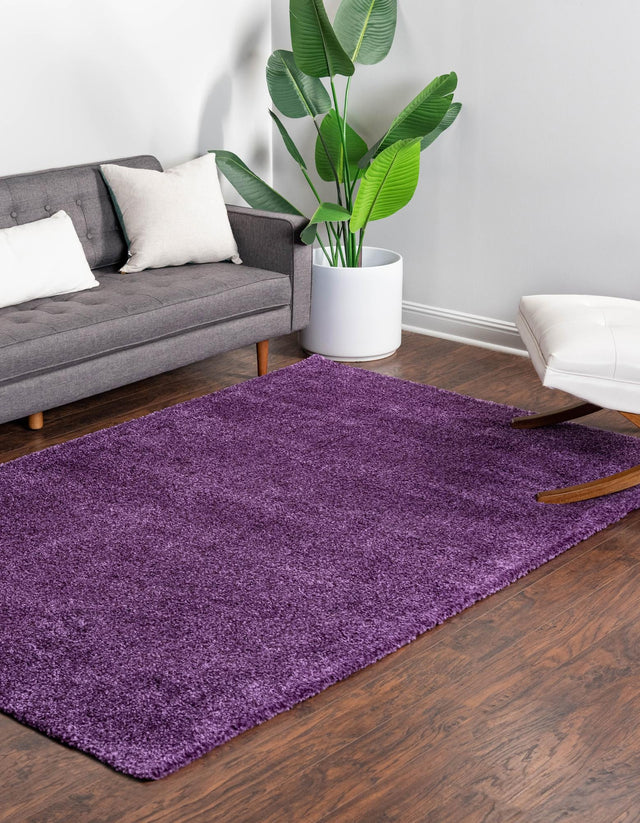 Violet 9' x 12' Solo Rectangle Area Rug Thick Soft Touch Fluffy & Plush Shaggy Pile Durable Minimalist Carpet for Classic Interior Design for Sale at Rug Engine