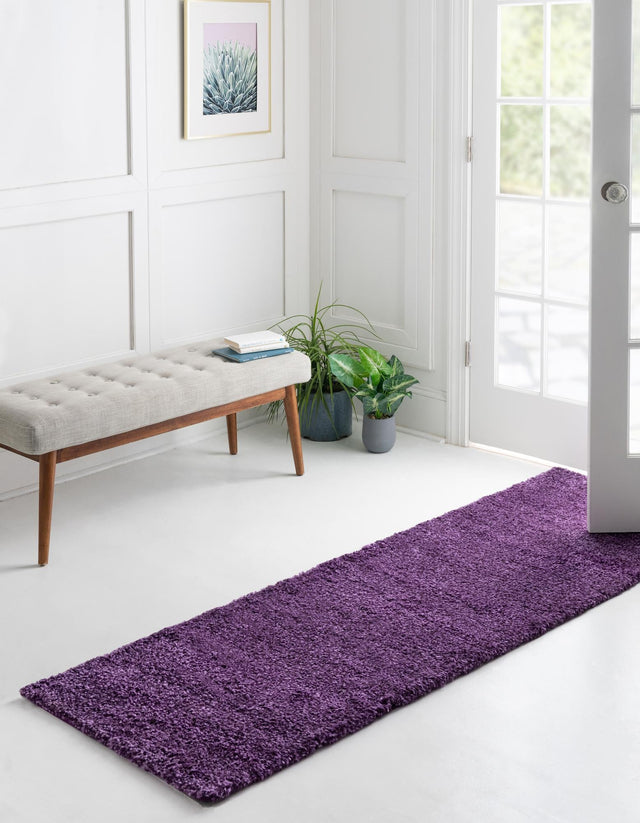 Violet 2' 7 x 10' Solo Runner Area Rug Thick Soft Touch Fluffy & Plush Shaggy Pile Durable Minimalist Carpet for Classic Interior Design for Sale at Rug Engine
