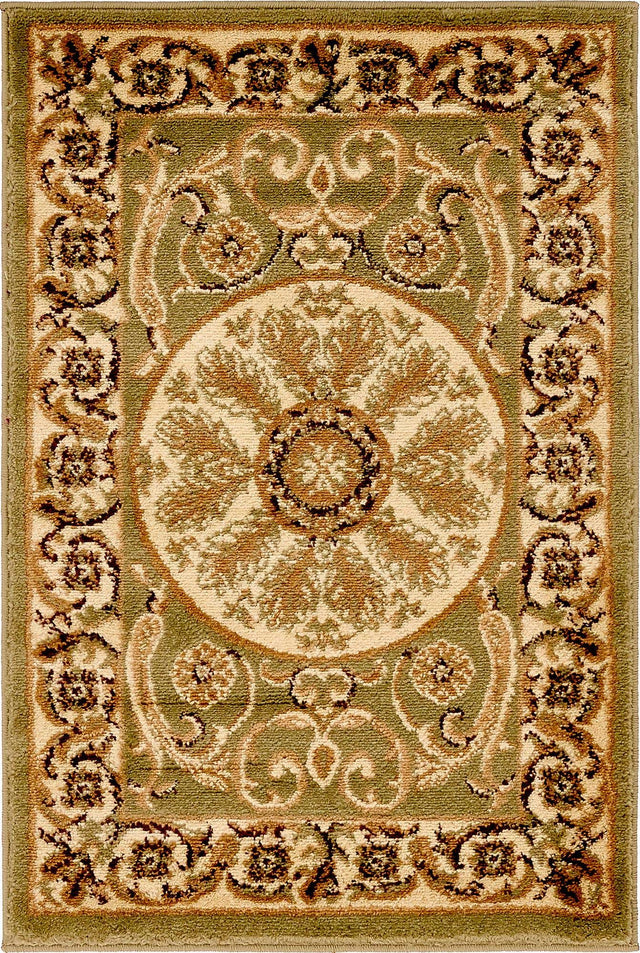 Light Green 2' x 3' 1 Versailles Rectangle Area Rug Classic Traditional Motif Indoor Carpet for Hallways, Dining Rooms, Bedrooms, Living Room, Office for Sale at Rug Engine