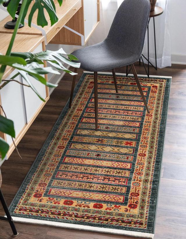 Blue 2' x 8' Fars Runner Area Rug 100% Polypropylene Unique Traditional Carpet for Classical Living, Dining Room & Office Spaces for Sale at Rug Engine