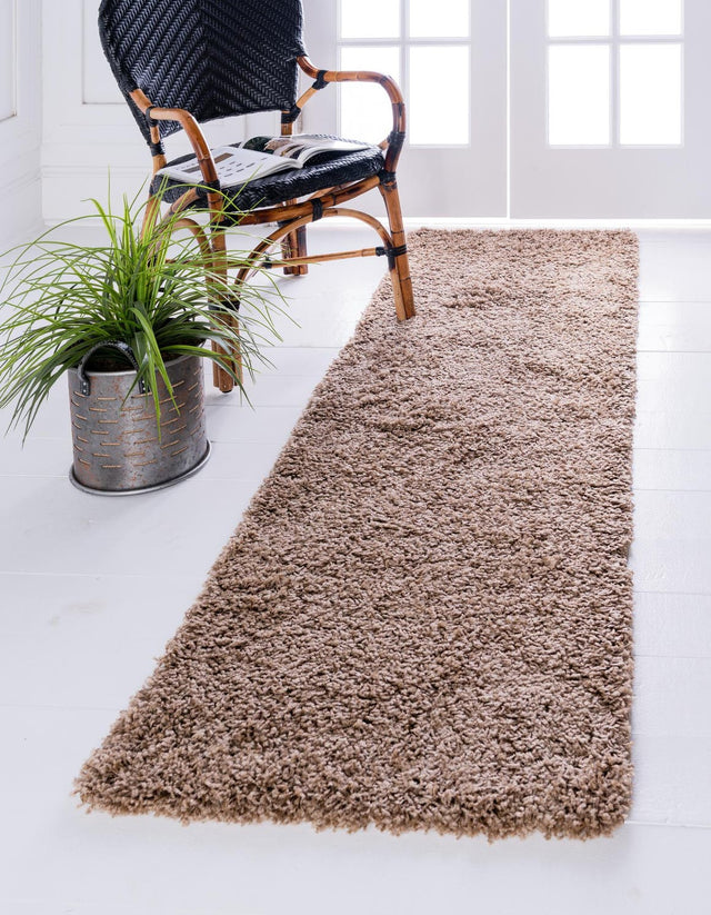 Sandy Brown 2' 7 x 10' Solid Shag Runner Area Rug Thick Soft Touch Fluffy & Plush Shaggy Pile Durable Minimalist Carpet for Classic Interior Design for Sale at Rug Engine