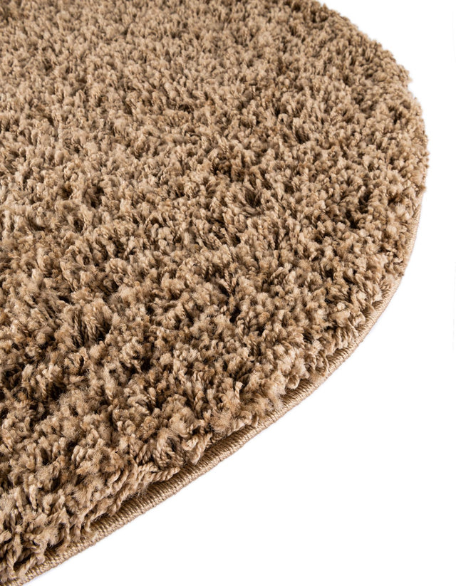 Sandy Brown 5' 3 x 5' 3 Solid Shag Round Area Rug Thick Soft Touch Fluffy & Plush Shaggy Pile
