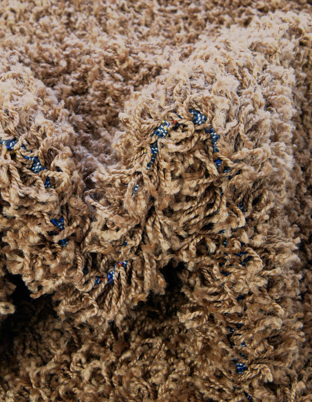 Sandy Brown 5' 3 x 5' 3 Solid Shag Round Area Rug Thick Soft Touch Fluffy & Plush Shaggy Pile