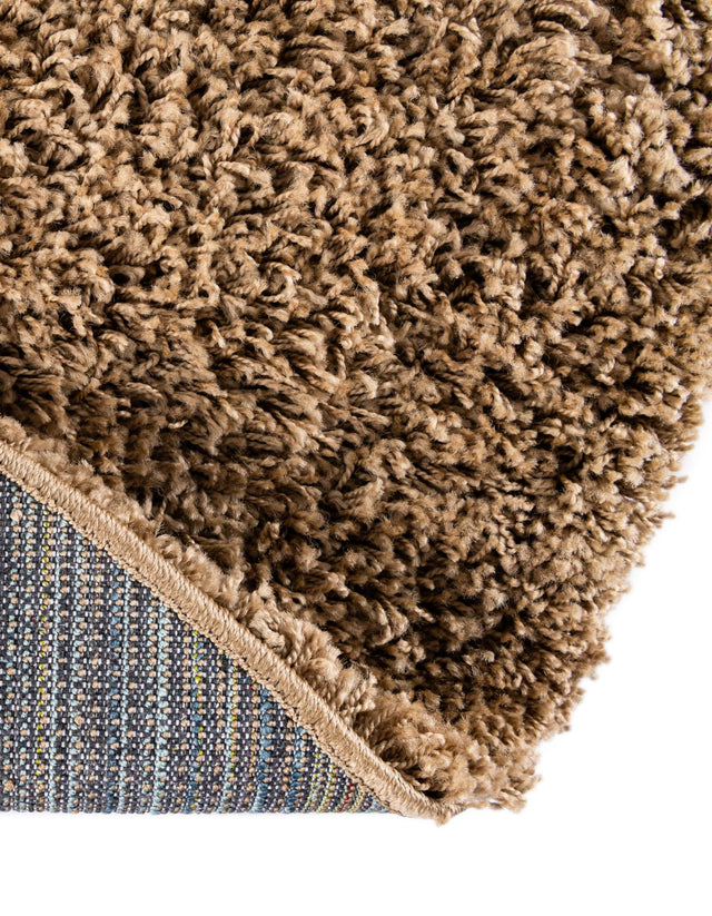 Sandy Brown 5' 3 x 5' 3 Solid Shag Round Area Rug Thick Soft Touch Fluffy & Plush Shaggy Pile