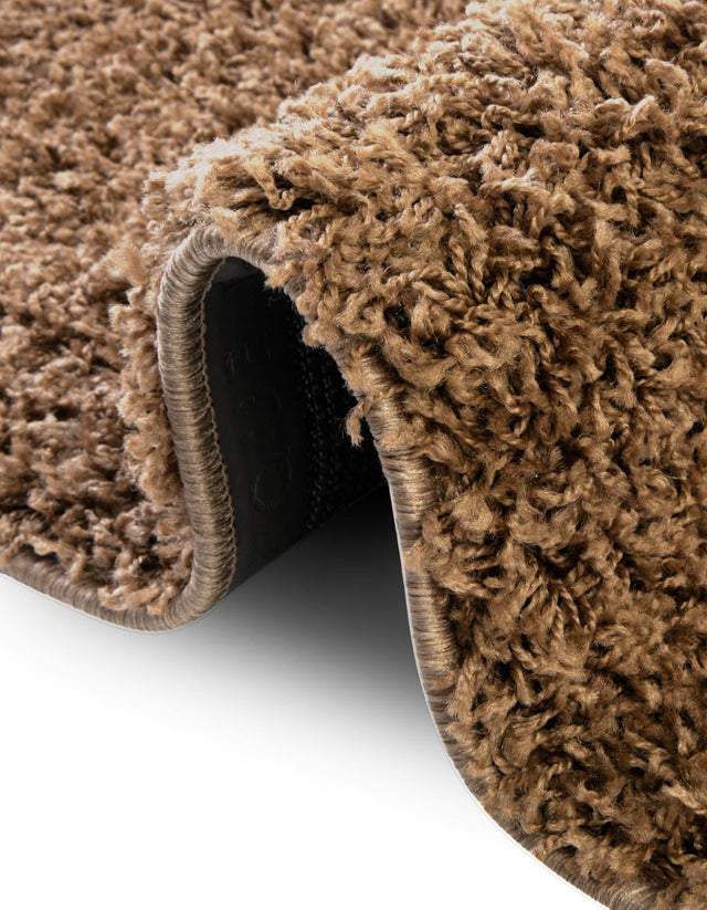 Sandy Brown 5' 3 x 5' 3 Solid Shag Round Area Rug Thick Soft Touch Fluffy & Plush Shaggy Pile