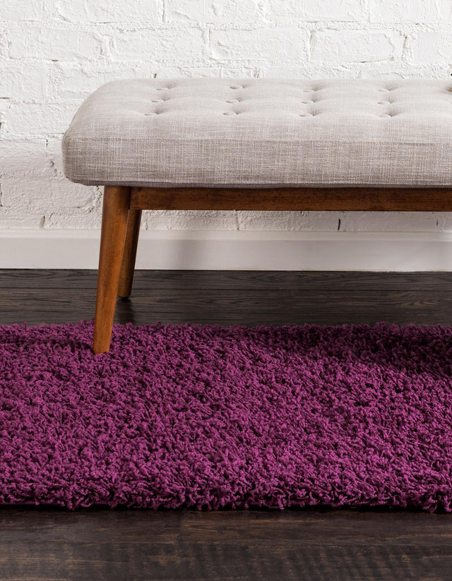 Eggplant Purple 2' 7 x 19' 8 Solid Shag Runner Area Rug Thick Soft Touch Fluffy & Plush Shaggy Pile Durable Minimalist Carpet for Classic Interior Design for Sale at Rug Engine