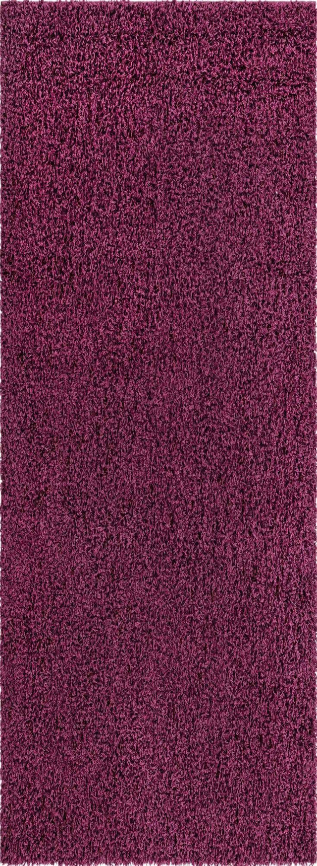 Eggplant Purple 2' x 6' 5 Solid Shag Runner Area Rug Thick Soft Touch Fluffy & Plush Shaggy Pile
