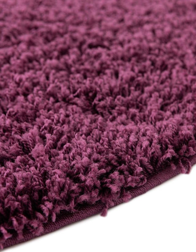 Eggplant Purple 5' 3 x 5' 3 Solid Shag Round Area Rug Thick Soft Touch Fluffy & Plush Shaggy Pile Durable Minimalist Carpet for Classic Interior Design for Sale at Rug Engine
