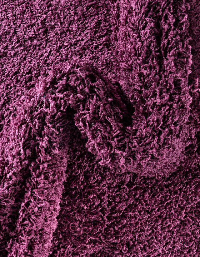 Eggplant Purple 3' 1 x 3' 1 Solid Shag Round Area Rug Thick Soft Touch Fluffy & Plush Shaggy Pile Durable Minimalist Carpet for Classic Interior Design for Sale at Rug Engine