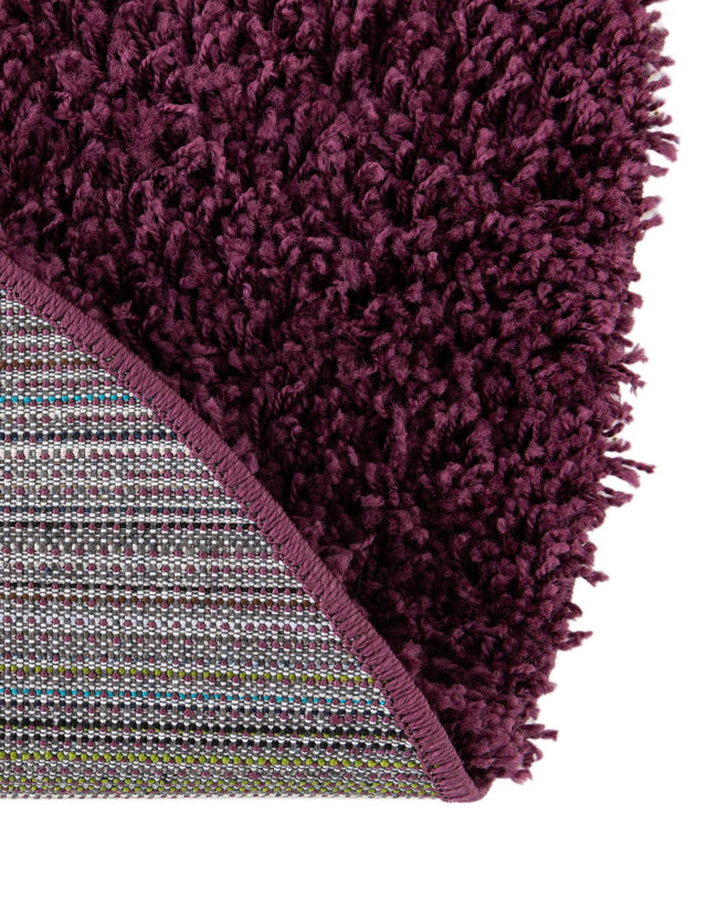 Eggplant Purple 5' 3 x 5' 3 Solid Shag Round Area Rug Thick Soft Touch Fluffy & Plush Shaggy Pile Durable Minimalist Carpet for Classic Interior Design for Sale at Rug Engine
