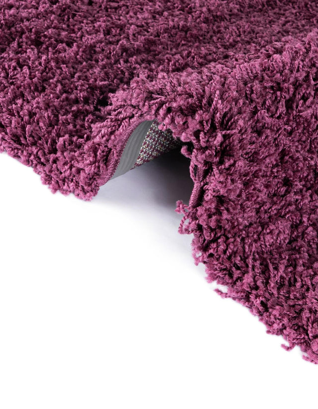 Eggplant Purple 3' 1 x 3' 1 Solid Shag Round Area Rug Thick Soft Touch Fluffy & Plush Shaggy Pile Durable Minimalist Carpet for Classic Interior Design for Sale at Rug Engine