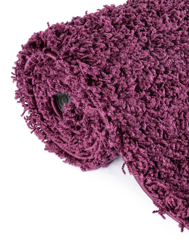 Eggplant Purple 6' 1 x 6' 1 Solid Shag Round Area Rug Thick Soft Touch Fluffy & Plush Shaggy Pile Durable Minimalist Carpet for Classic Interior Design for Sale at Rug Engine