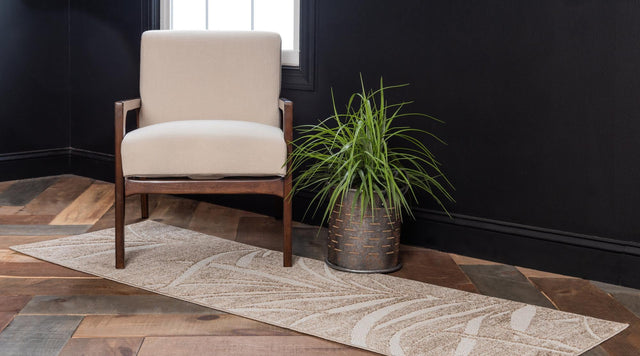 Beige 2' x 6' Outdoor Botanical Runner Area Rug Weather Resistant for Patio, Deck, Terrace, Balcony, Porch Polypropylene Garden Floral Tropical Carpet for Sale at Rug Engine